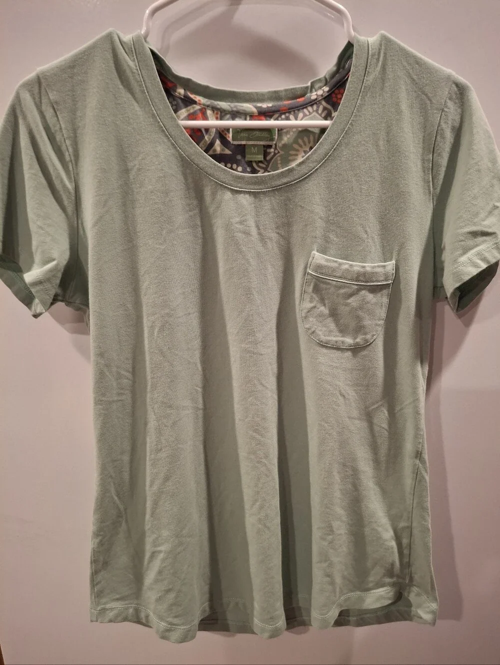Vera Bradley Sage Green Short Sleeve Pocket Tee With Floral PJ Pants